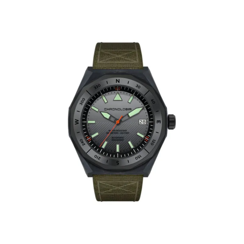 CHRONOLOGIA Adventurer Series Wrist Watch Mechanical Movement Canvas Strap 43mm White Dial Unisex 78704 9 G-2