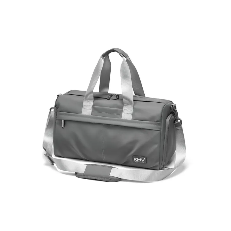 KMV Polyester Shoulder Bag Crossbody Bag Gym Bag Large Size Men's Black/Gray-8