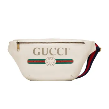 GUCCI Leather Sling Bag, Fanny Pack Large Size Men's White