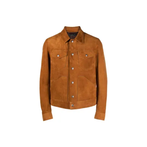 TOM FORD Leather Jackets Men Brown