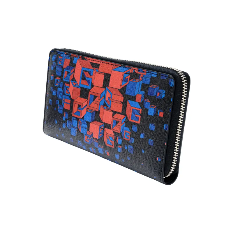 GUCCI Canvas With Leather Wallet Men's Black & Blue & Red-1