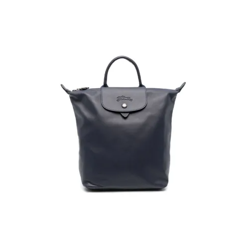 LONGCHAMP Le Pliage Cow Leather Backpack Regular Women's Navy