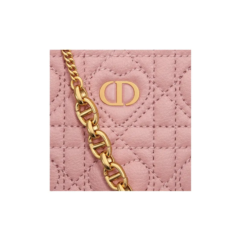 DIOR Caro Calfskin Handheld Shoulder Bag, Crossbody Bag Regular Women's Vintage Pink-6
