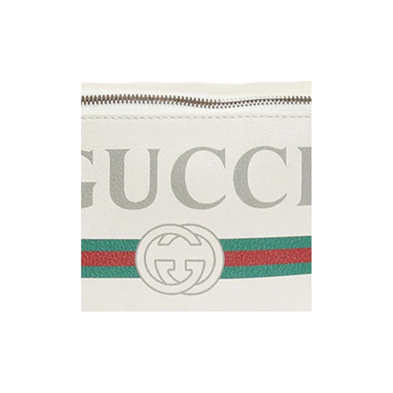 GUCCI Print Logo Small Fanny Pack Crossbody Bag Men White-7