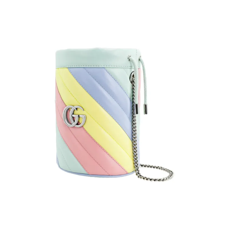 GUCCI GG Marmont Leather Bucket Bags Shoulder Bag Crossbody Bag Mini Women's Blue/pink/blue/green-1