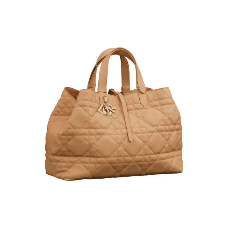 DIOR Calfskin Handbag Tubas Women's Tan-1