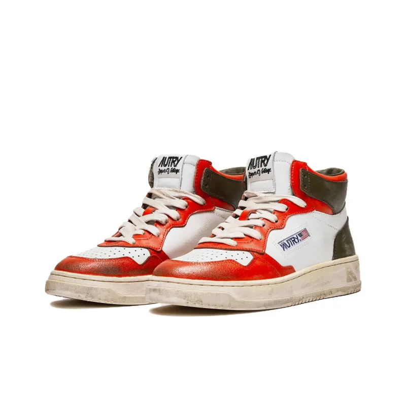 AUTRY Medalist High-Top Skateboard Shoes Women's White Orange Green-1