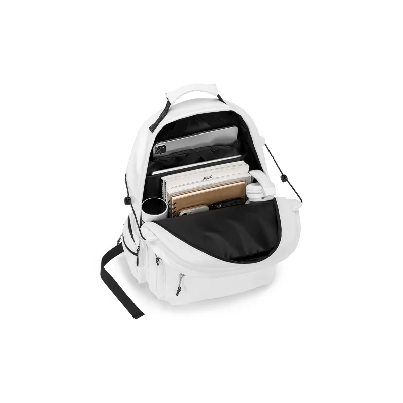 FAIRWHALE PU Backpack Large Size Unisex Black/White-5