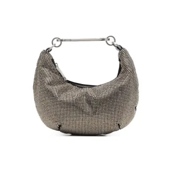 OFF WHITE Paperclip Crystal Embellished Shoulder Bag Black