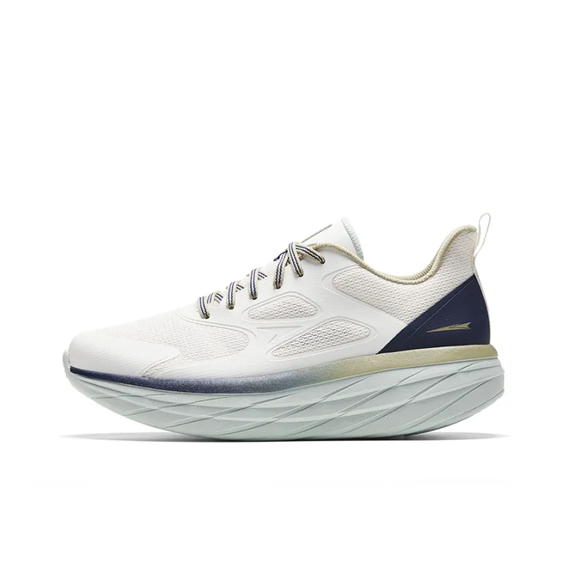 Sprandi Cushioned Slip-Resistant Breathable Height Increasing Low-Top Running Shoes Men's White Blue-0