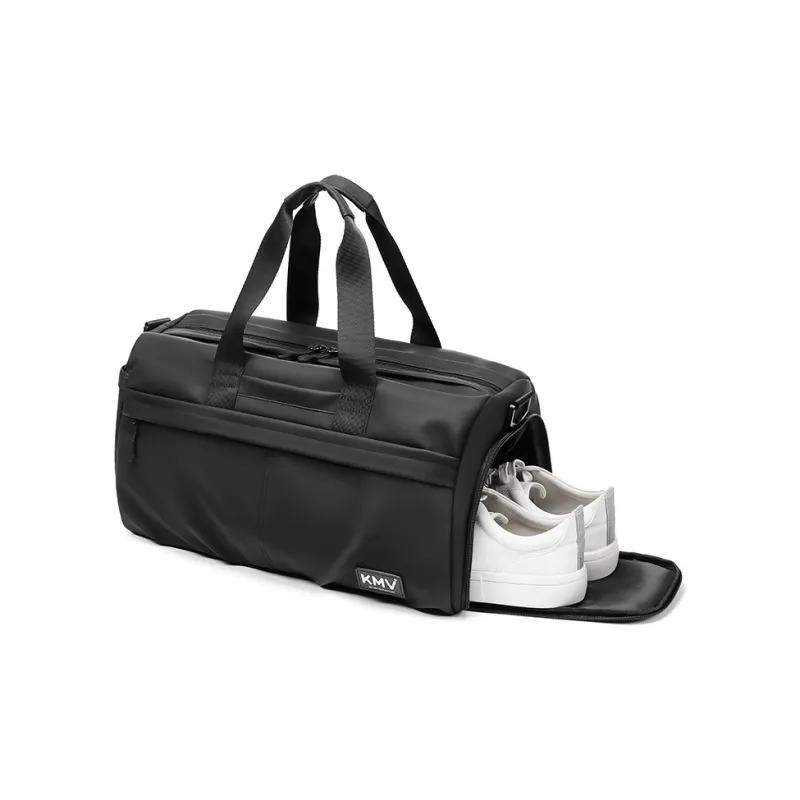 KMV Polyester Shoulder Bag Crossbody Bag Gym Bag Large Size Men's Black/Gray-4