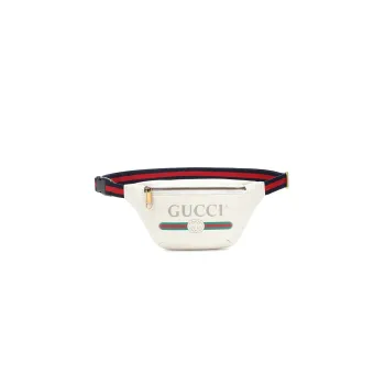 GUCCI Print Logo Small Fanny Pack Crossbody Bag Men White