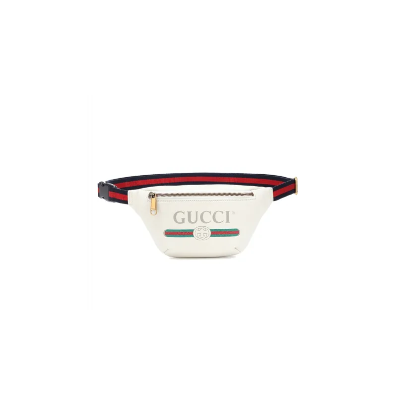 GUCCI Print Logo Small Fanny Pack Crossbody Bag Men White-0