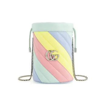 GUCCI GG Marmont Leather Bucket Bags Shoulder Bag Crossbody Bag Mini Women's Blue/pink/blue/green