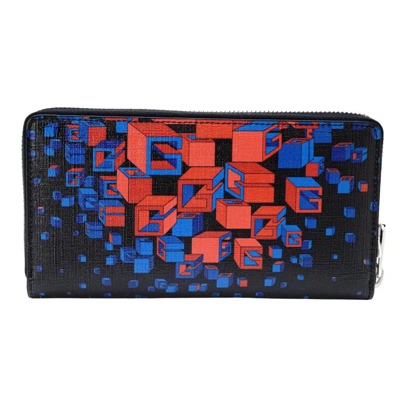 GUCCI Canvas With Leather Wallet Men's Black & Blue & Red-2