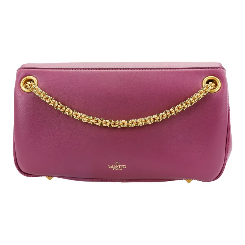 Valentino Cow Leather Baguette Bag Shoulder Bag Crossbody Bag Shoulder Handbag Women's Purple-2