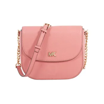 MICHAEL KORS Mott Litchi Grain Leather Saddle Bag Crossbody Shoulder Bag Women's Pink