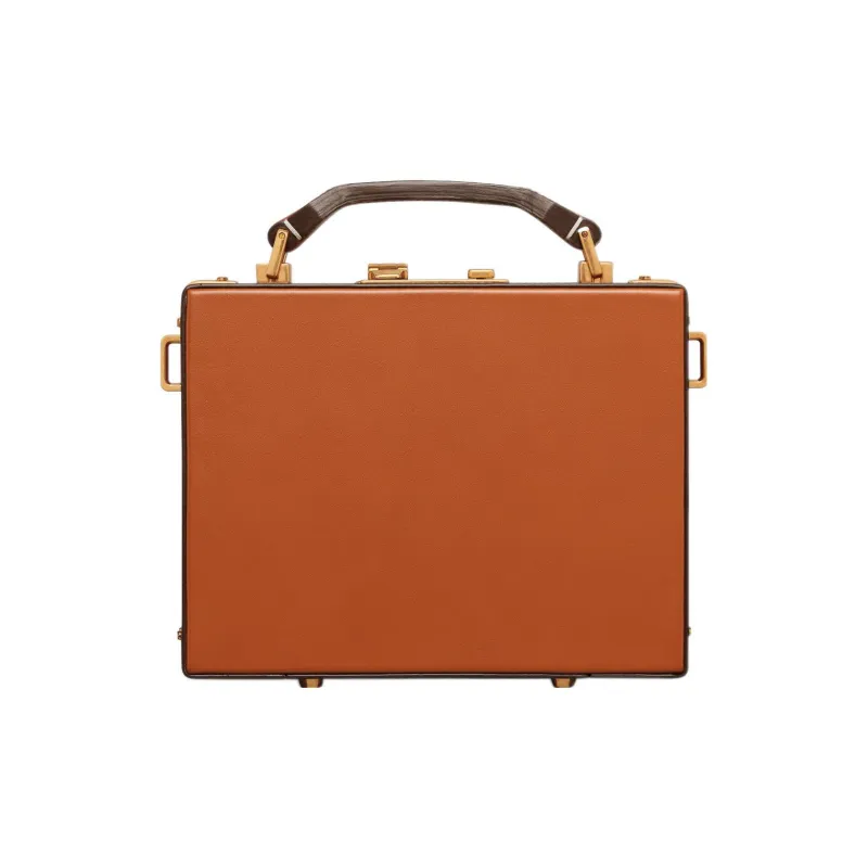 DIOR Lock Calfskin Shoulder Bag Crossbody Bag Men's Brown-4