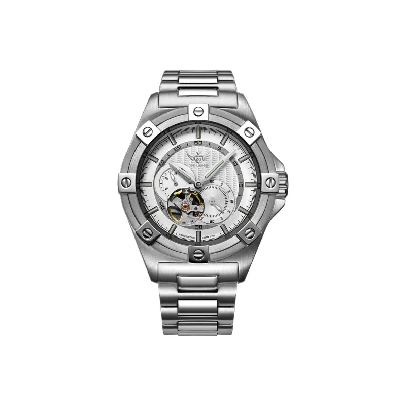 YELANG CHAO Trend Collection Automatic Mechanical Movement Stainless Steel Strap Watch Men's Watches Blue Dial-1