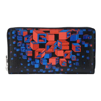 GUCCI Canvas With Leather Wallet Men's Black & Blue & Red