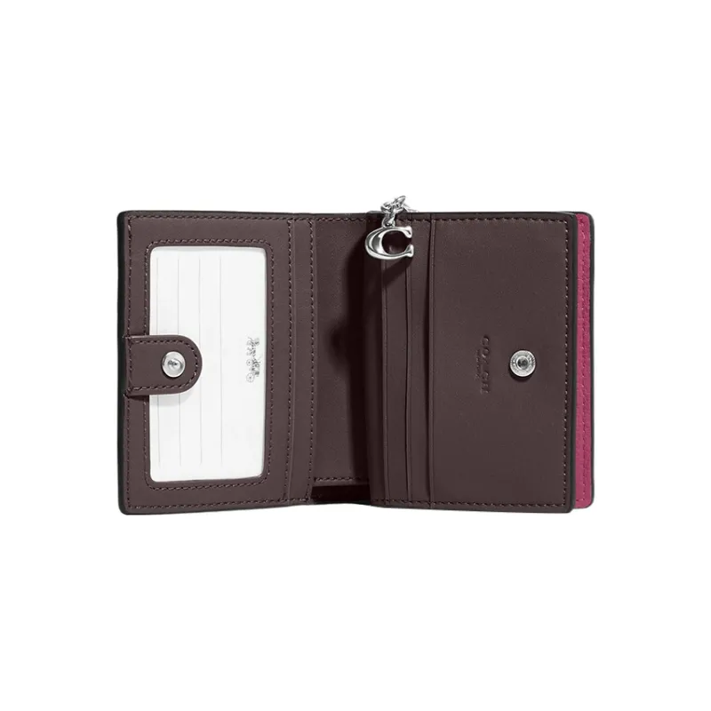 COACH Snap Wallet Pebbled Leather Coin Purses Wallets Women's Light Raspberry-1