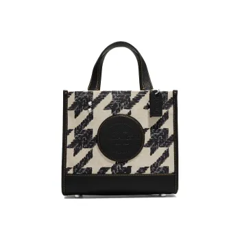 COACH Dempsey Canvas With Leather Canvas Bag Tote Tote Shopping Bag Handbag Women's Black & Cream