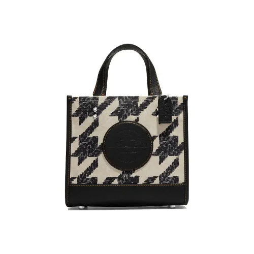 COACH Dempsey Canvas With Leather Canvas Bag Tote Tote Shopping Bag Handbag Women's Black & Cream