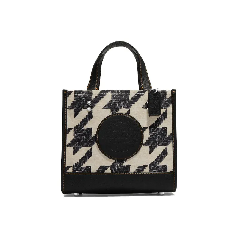 COACH Dempsey Canvas With Leather Canvas Bag Tote Tote Shopping Bag Handbag Women's Black & Cream-0
