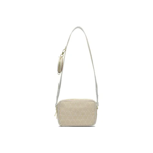 LiNing Fabric With Leather Camera Bag Coin Purse Shoulder Bag Crossbody Bag Regular Unisex Almond Khaki