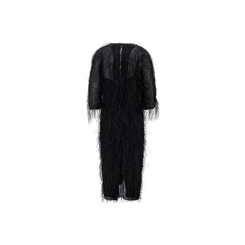 Lanvin Front Slit Fringed Midi Dress-1