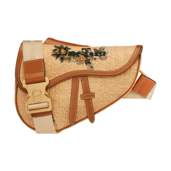 DIOR Saddle Oblique Canvas With Calfskin Saddle Bag Shoulder Bag Crossbody Bag Men's Natural/Brown