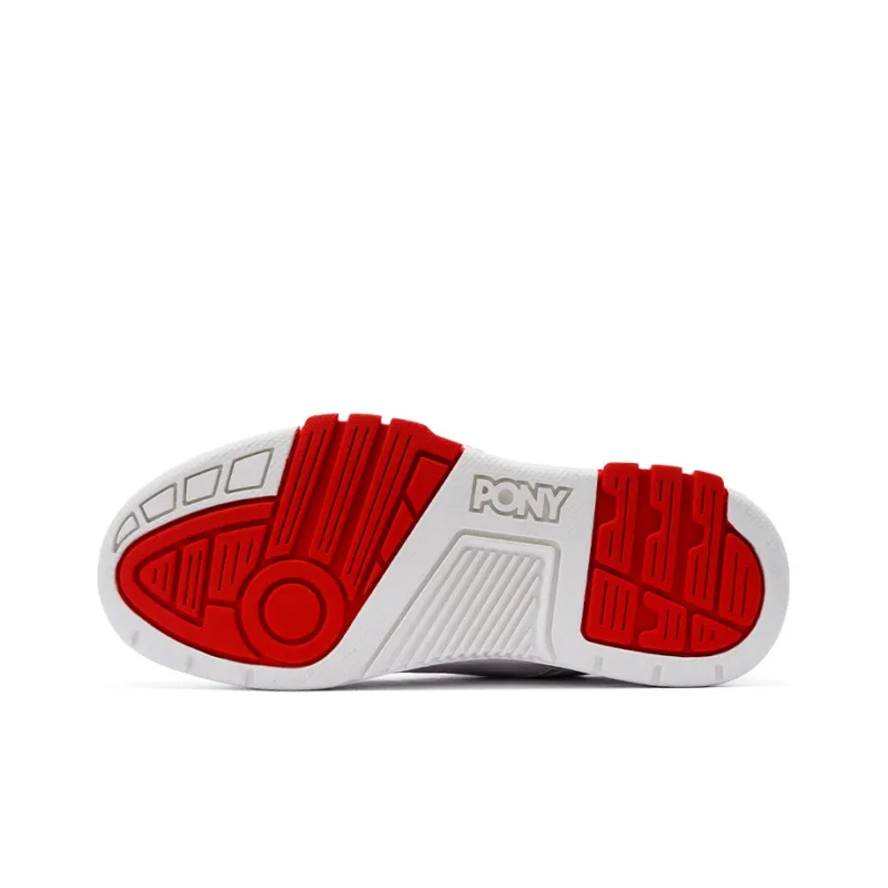 PONY Reverse Anti Slip Wear Resistant Low Top Skateboard Shoes Unisex White Red-4