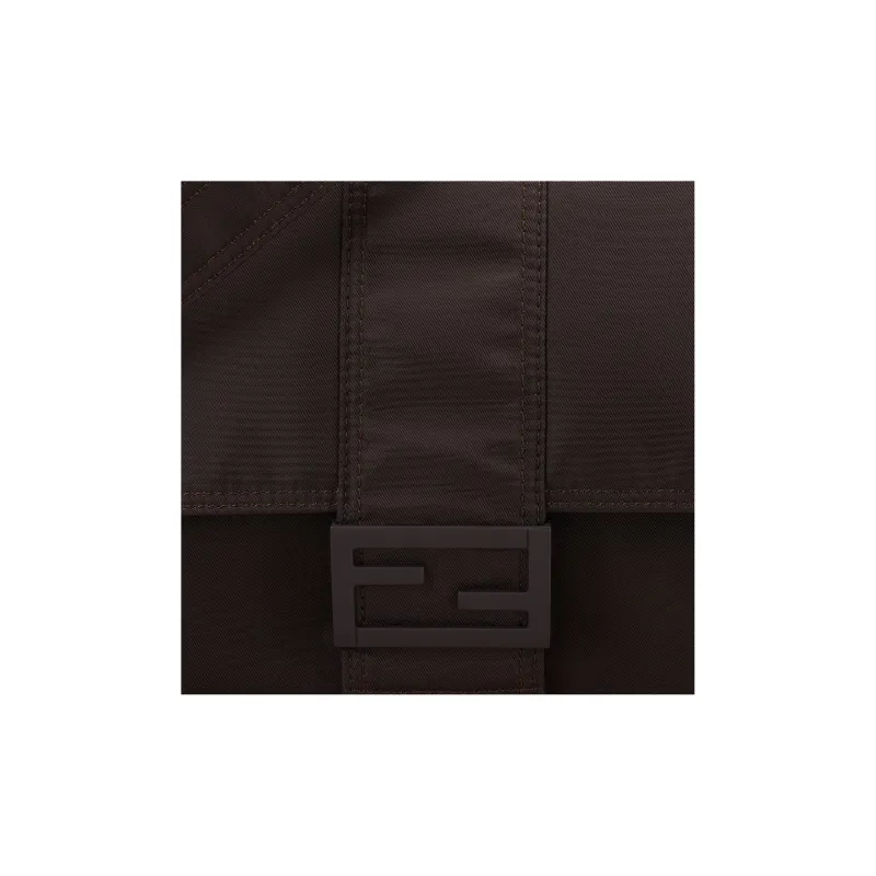 FENDI Baguette Nylon Baguette Bag Messenger Bag Shoulder Bag Crossbody Bag Medium Size Men's Brown-5