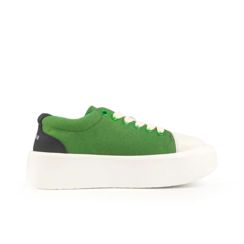 Brilli Pace Lightweight Height Increasing Low Top Canvas Puffy Skateboard Shoes Unisex Green White Black-2