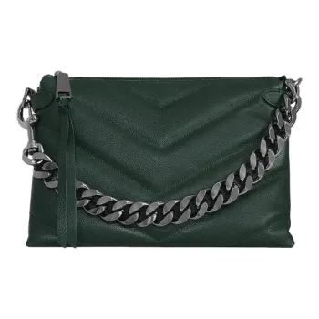 REBECCA MINKOFF Leather Shoulder Bag Crossbody Bag Large Size Women's Bottle Green