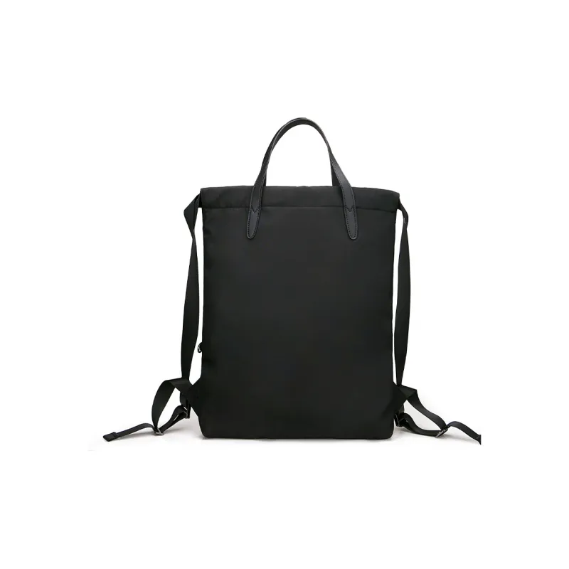 UMM Nylon Travel Backpack Portable Dual Use Backpack Medium Size Unisex Black-2