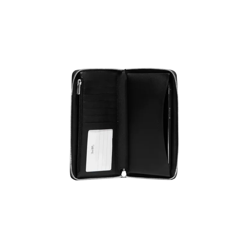 COACH Dempsey Canvas With Pebbled Leather Accents Wrist Bag Wallet Small Size Women's Black White-1