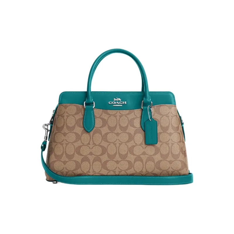 COACH Andy Canvas With Leather Kelly Bag Shoulder Bag Crossbody Bag Handbag Women's Brown/Multicolor Cyan-0