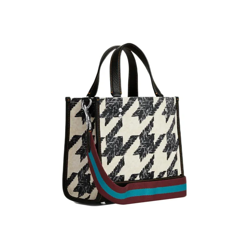 COACH Dempsey Canvas With Leather Canvas Bag Tote Tote Shopping Bag Handbag Women's Black & Cream-1