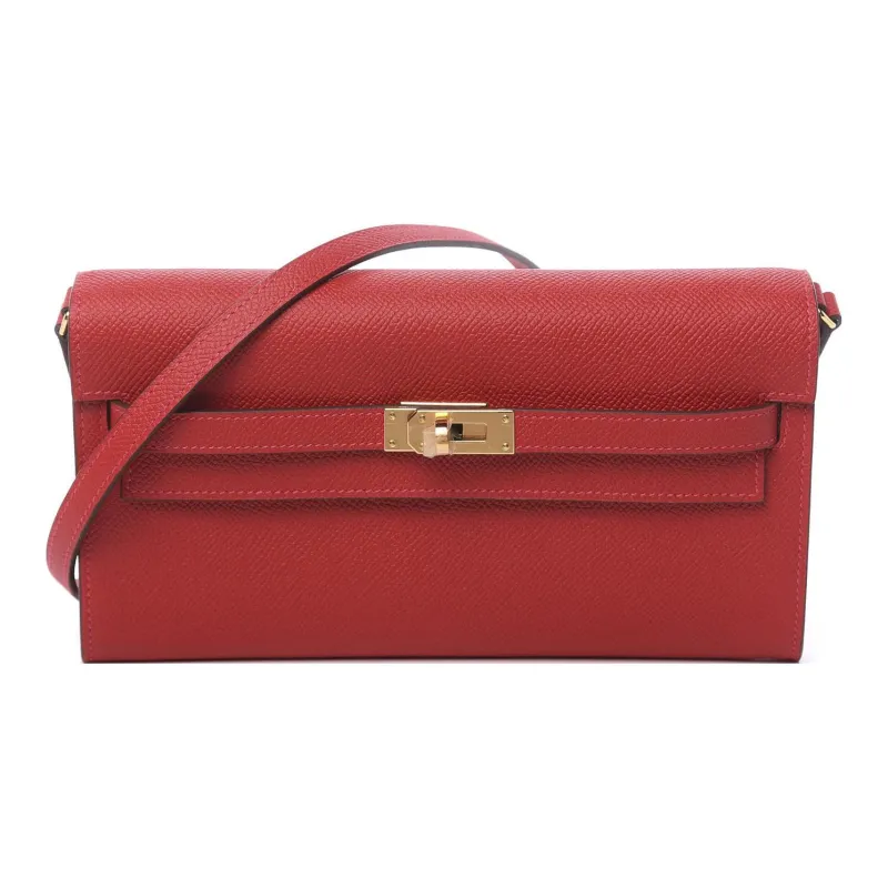 HERMES Kelly To Go Epsom Leather Shoulder Bag Crossbody Bag Women's K1 Rouge Grenade Garnet Red-2