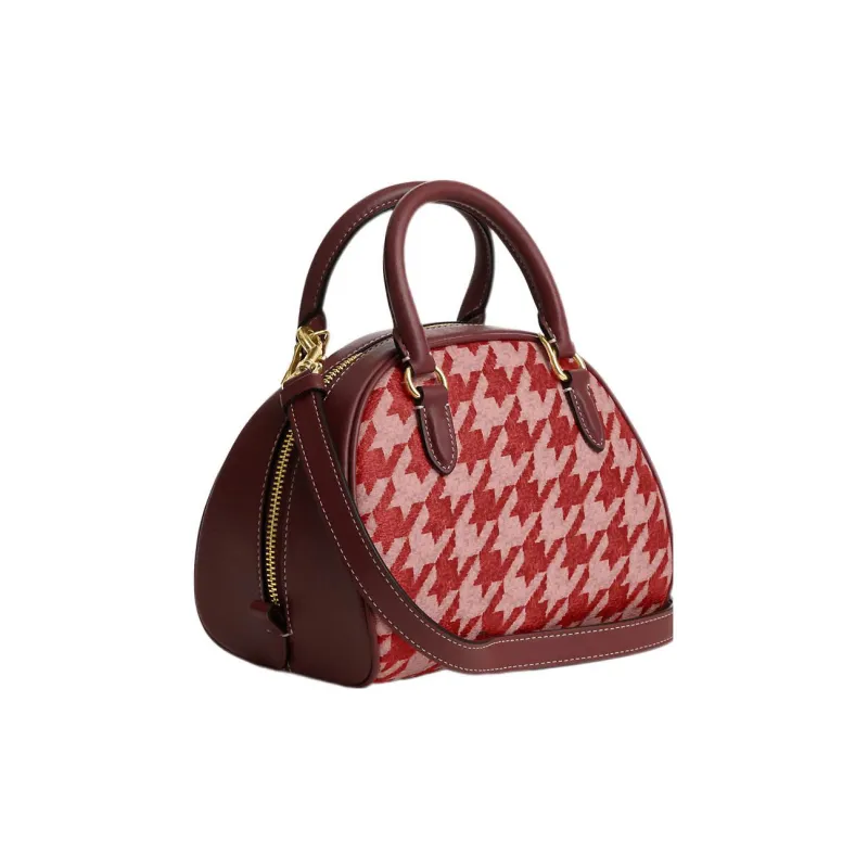 COACH Sydney Coated Canvas With Leather Dome Bag, Shoulder Bag, Crossbody Bag, Handbag Small Size Women's Burgundy-1