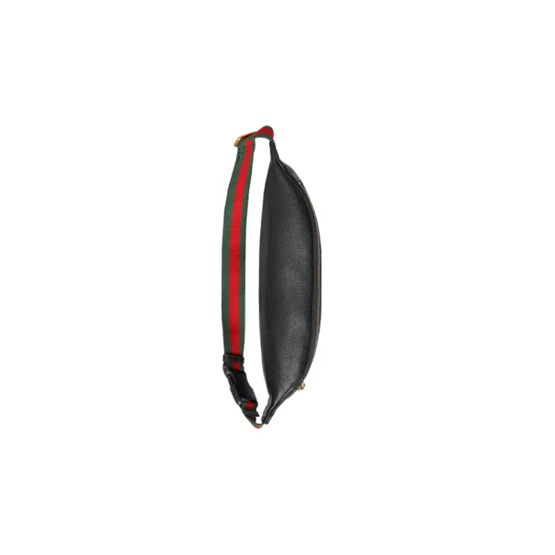 GUCCI Leather Sling Bag Fanny Pack Large Size Unisex Black-5