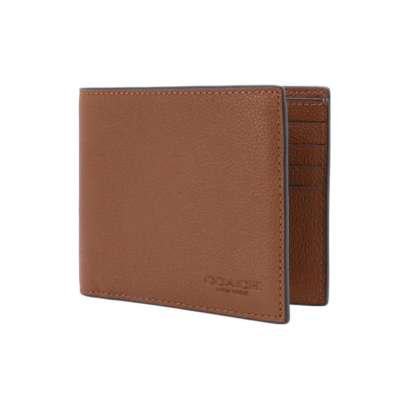 COACH 3 IN 1 Wallet Litchi Grain Cow Leather 3 in 1 Wallet Men's Dark Brown-2