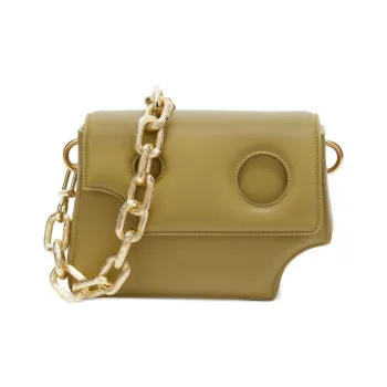 OFF WHITE Burrow Leather Portable Crossbody Bag Shoulder Bag Women's Light Green