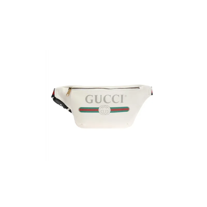 GUCCI Print Logo Small Fanny Pack Crossbody Bag Men White-1