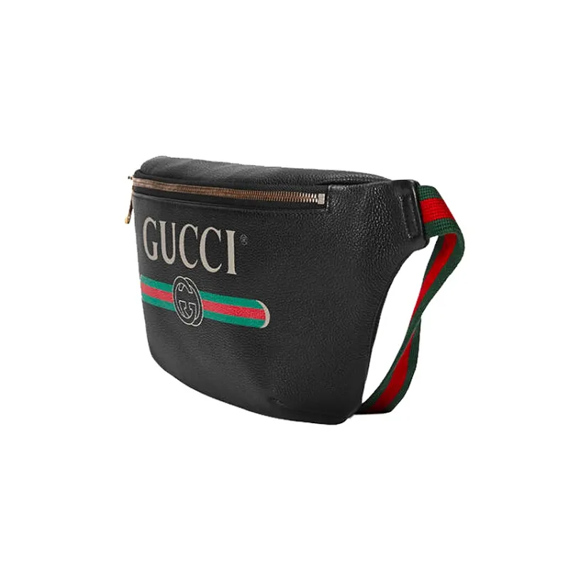 GUCCI Leather Sling Bag Fanny Pack Large Size Unisex Black-1