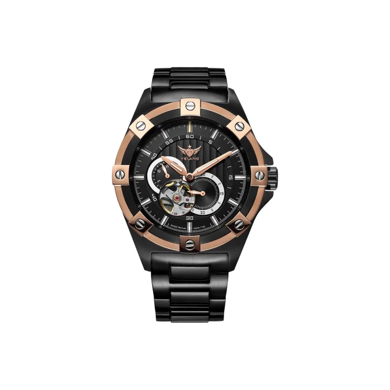 YELANG CHAO Trend Collection Automatic Mechanical Movement Stainless Steel Strap Watch Men's Watches Blue Dial-7