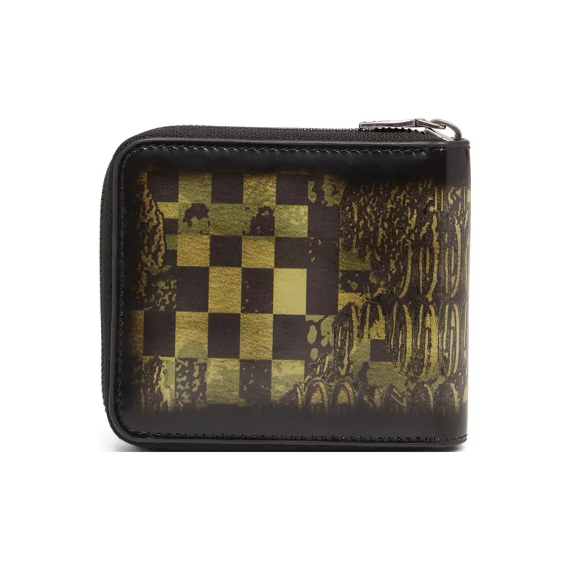 DIESEL Cow Leather Card Holder Wallet Regular Men's Black/Green-1