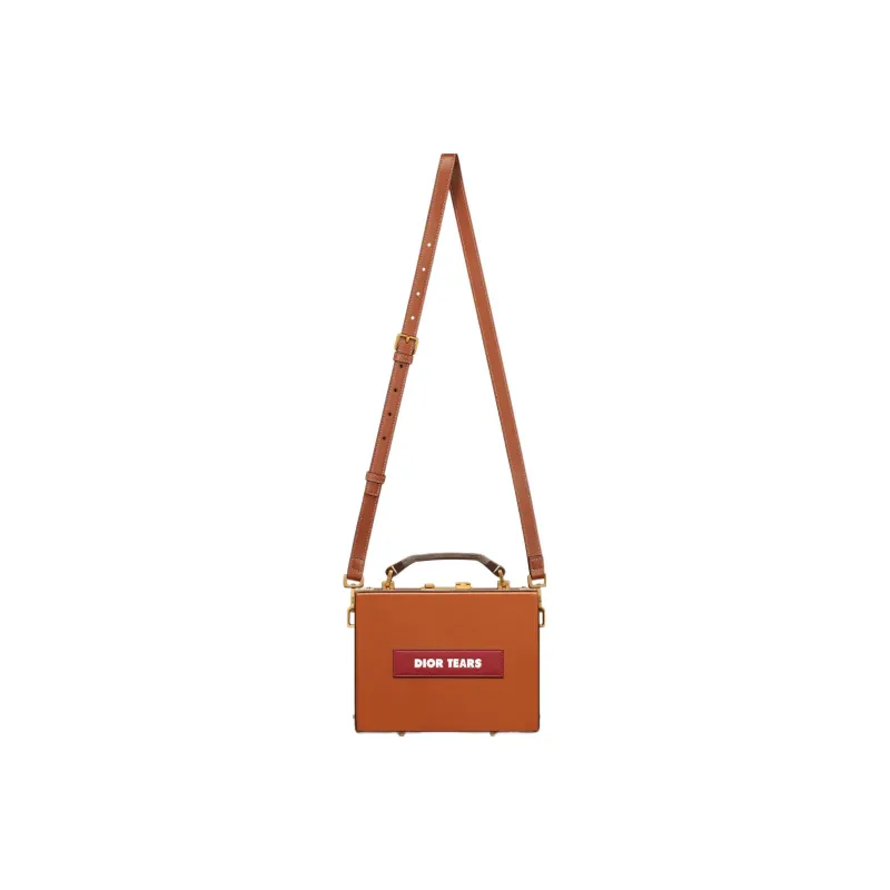 DIOR Lock Calfskin Shoulder Bag Crossbody Bag Men's Brown-3