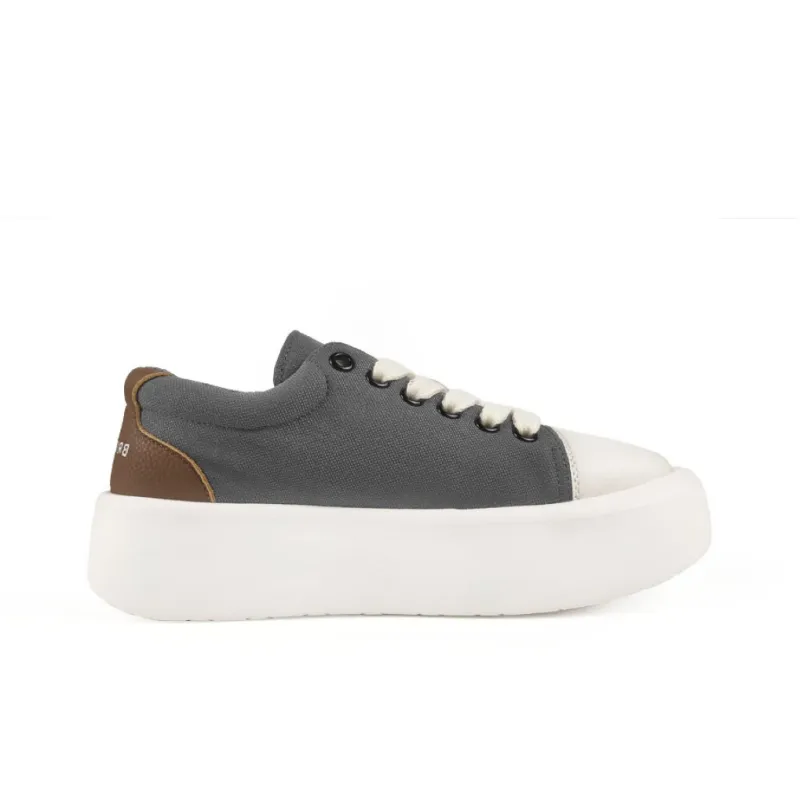 Brilli Pace Gray And White Panda Lightweight Height Increasing Low Top Canvas Puffy Skateboard Shoes Unisex Gray Brown-1